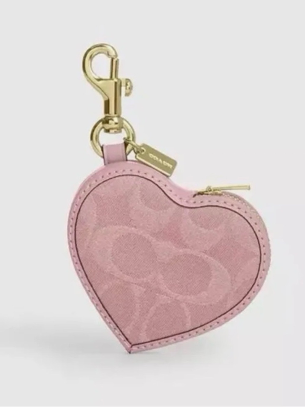 Coach Pink Denim Heart Coin Pouch charm